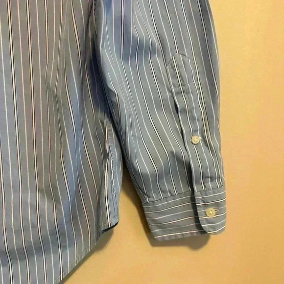Ralph Lauren Classic Fit Striped Dress Shirt - Size Medium- Light Blue - Picture 3 of 7